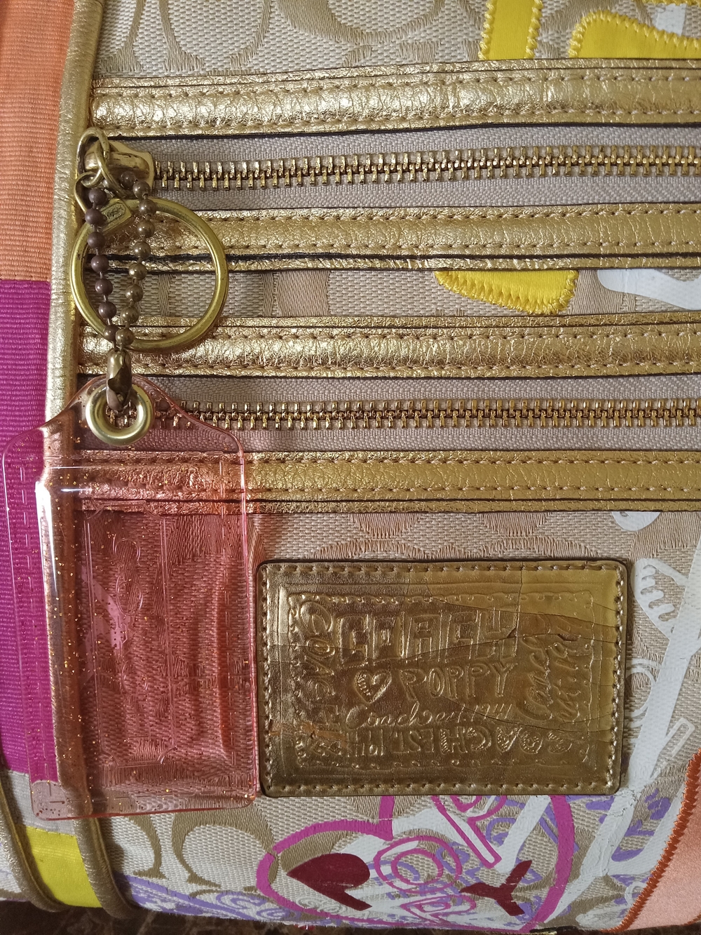 Coach Yellow/Gold Leather-Trim Tote Interior - Picture 12 of 15